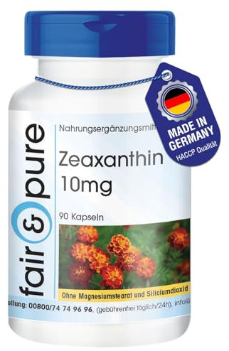 Fair & Pure® - Zeaxantina 10mg - Natural - de Flor de Cempasúchil - Vegana - 90 Cápsulas