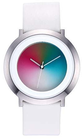 Colour Inspiration, Unisex Armbanduhr Quarz, Serie ONE Gamma M, Lederarmband, rundes 44 mm Edelstahlgehäuse, Armband: weißes Leder Dornschließe, Breite Armband:22 mm