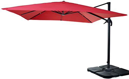 Mendler Gastronomie-Ampelschirm HWC-A96 3x3m Polyester | Sonnenschirm, (Ø4,24m), Alu/Stahl, 23kg, mit Ständer, drehbar