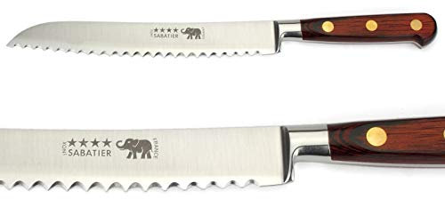 Thiers-Issard Sabatier Brotmesser Küchenmesser Messer - Klinge 20 cm - Griff Stamina Holz rot - Durchgeschmiedete Profi Qualität