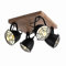EGLO Deckenlampe Gatebeck, 4 flammige Deckenleuchte Vintage, Industrial, Retro, Deckenstrahler aus Stahl in Schwarz und Holz in Natur, Wohnzimmerlampe, Küchenlampe mit E14 Fassung