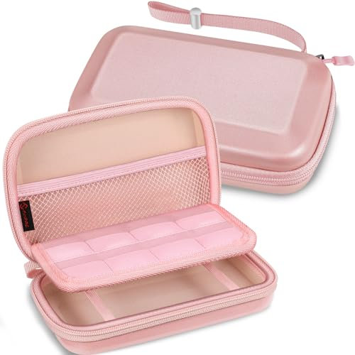 FINTIE Tasche für Nintendo 2/3 DS XL, Nintendo 3DS / LL Konsole - Tragetasche Aufbewahrungstasche Transporttasche mit Spielkartenhaltern und Haltegurt, Roségold
