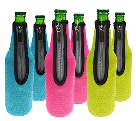 Orchidtent Bier Flaschenkühler, 6 Stück 17,6 Oz (500ml) Neopren Isoliert Reißverschluss Faltbar Bier Flaschen Kühler/Weinkühler/Getränkekühler 6 Colors 2