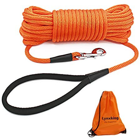 lynxking Check Cord Dog Leash Long Lead Training Tracking Line Comfortable Handle Heavy Duty Puppy Rope 3M 4.5M 9M 15M for Small Medium Large Dogs