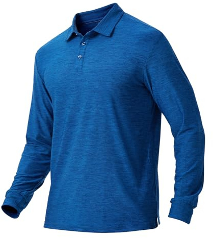 NAVISKIN Men's Polo Shirts Long Sleeve Golf Shirts with Collar UPF 50 SPF Shirt for Men Quick Dry Moisture Wicking