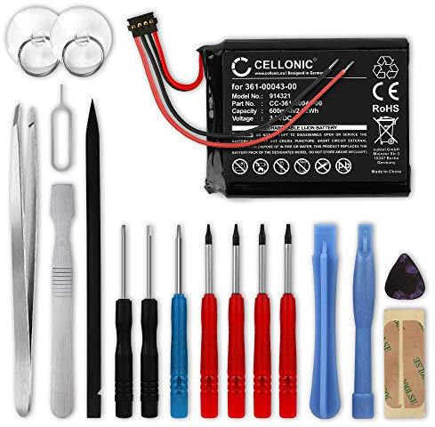 CELLONIC, Navigazione Batteria, Compatibile con Garmin Edge 820, 520, Explore 820, 500, 200 (600mAh, 3.7V) + Set di Attrezzi 17 Pezzi
