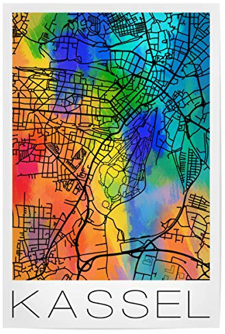 artboxONE Poster 75x50 cm Städte Retro Map Kassel hochwertiger Design Kunstdruck - Bild Retro Kassel map