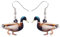 DUOWEI Acryl Nette Mandarin Ente Ohrringe Dangle Ente Schmuck für Frauen Teens Mädchen Charms Geschenke (Braun und Grün)