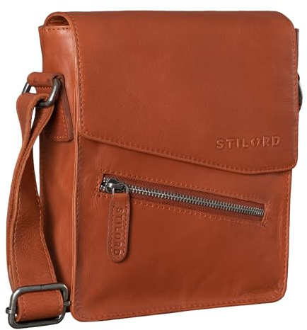 STILORD Umhängetasche aus Leder Cognac - 8 Zoll Schultertasche - Vintage Ledertasche für Männer - Herren Messenger Bag Steve