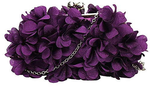 Sac à main élégant à motif floral pour femme, violet, Taille unique
