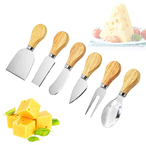 JDwiwnwin 6 Piezas Set Juego de Madera Cuchillos de Queso, Herramientas Cortador Cuchillo Chef Quesos Cutter para Queso y Mantequilla