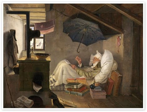 Der arme Poet Poster von Carl Spitzweg 70 x 50 cm Braun Wandbilder Wanddeko