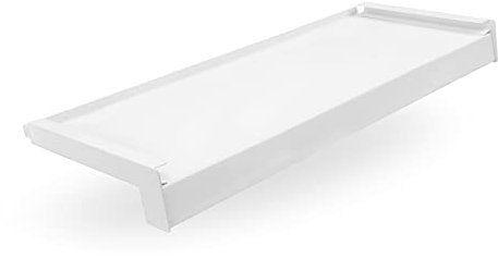 Seiletech.de Fensterbank Stahl + Pulverbeschichtet | 150 cm | Weiss RAL 9016 | Tiefe 10 cm | Wetterfest | Inkl. Alu Endkappen | Fensterbrett | Aussenfensterbank | Outdoor | Fenstersims | Aussen