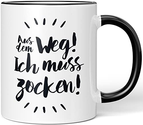 JUNIWORDS Tasse, Aus dem Weg! Ich muss zocken!, Schwarz (1008552)