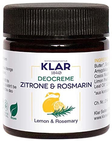 Klar Seifen Deocreme - Zitrone & Rosmarin, 30ml (3er Pack)