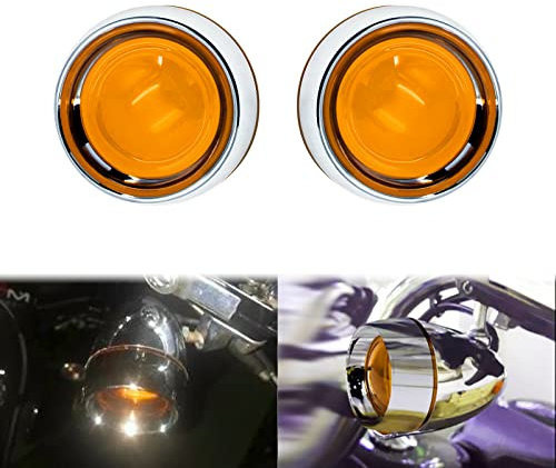 HCmotorku Motorrad-Blinker-Objektivabdeckung Bullet Einfassungen passend für Harley Touring Road King Street Glide Sportster Softail Dyna 2000-2023 2 Stück Chrom & Bernstein
