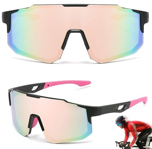 Schnelle Brille Rave,Polarisierte Schnelle Sonnenbrille,Fahrrad Sonnenbrille Sonnenbrille 100% Uv Schutz Schnelle Brille Rosa Skibrille Sonnenbrille Für Outdoor-Sportarten, Radfahren, Laufen