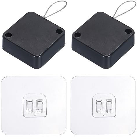 sourcing map Punch Free Automatic Sensor Door Closer Forceful Automatic Door Closer ABS Closer with Steel Wire for Family Doors, Wardrobe,Window 400G Black 2 Set