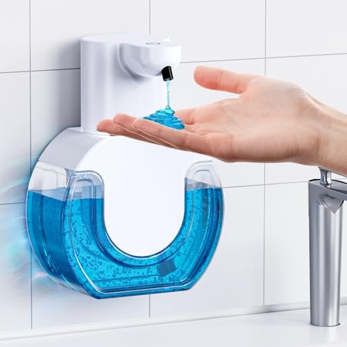 Amyzavls Automatic Liquid Soap Dispenser, 420ml Wall Mount Touchless 4 Gear Adjustable Electric Liquid Soap Dispenser, USB Rechargeable with Infrared Motion Sensor for Bathroom, Kitchen, Office