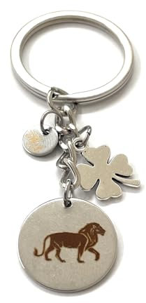 MODA MavillA Porte-clés signe du zodiaque acier trèfle porte bonheur gravure au laser coffret cadeau inclus, argent, M