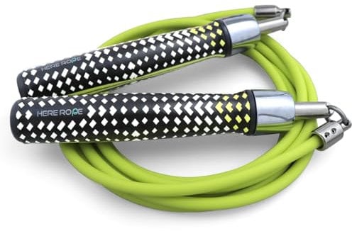 WILLGOO Hererope Weighted Jump Rope for Fitness, 1/4 Pound with Non-Slip and Ergonomic Leather Handles, Ball Bearings, Ideal Muscle Building, Improving Strength, Workout