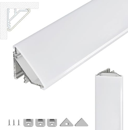 Brollux LED Eckprofil V24 Set 2m (1x2m) Alu Profile 45 Grad Ecke Aluminium für LEDs Strip Lichtleiste ohne Leuchtmittel