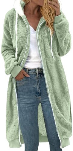 RMBLYfeiye Damen Pullover Winter Strickjacke Lang Warnschutzjacke Jackenerweiterung Einfarbig Zip Up Kapuzenmantel Gym Jacke