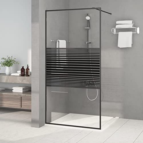 ZEYUAN Duschwand für Begehbare Dusche Schwarz 100x195 cm ESG-Glas Klar, Duschrückwand, Duschabtrennung, Glaswand Dusche, Duschglaswand, Duschtrennwand