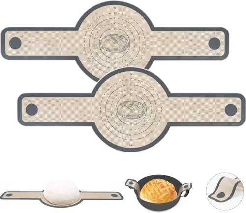 2 Pcs Silicone Bread Sling for Dutch Oven Liners Silicone Baking Mat [Non-Stick & Heat Resistant] Reusable Sourdough Bread Baking Supplies with Long Handle Bread Making Tools for Transfer Sourdough