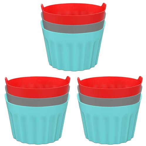 BoloShine Lot de 9 Moules à Muffins en Silicone, Réutilisables Mini Anti-Adhésif Cuisson en Silicone pour Friteuse à Air, Alimentaire Moules à Cupcakes, pour Gâteaux, Glaces, Puddings, Gelée