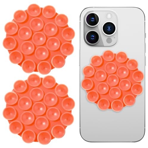 GEEHUA 2PCS Silikon Saugnapf Handy, Handy Saugnapf Halterung Handyhalterung saugnapf Handy Saugnapf Halterung für Alle Handy-Modelle Glas Oder Spiegel(Orange)