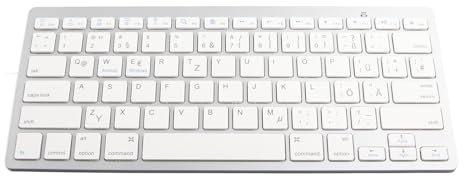 KIMISS Tragbare Kabellose Tastatur, 78 Tasten, Ultradünne Tastaturen, Kompakt, für Arabisch, Spanisch, Französisch, Koreanisch, Russisch, Thailändisch, Portugiesisch, Weiß, Computer, OS