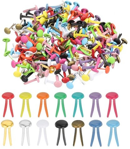PATIKIL 200 Stück Musterbeutelklammern 8 x 15 mm Mini Brads Metall Rundkopfklammern Briefklammern Musterklammern Scrapbooking für Kunst Basteln Handwerk DIY-Projekte PapierMehrfarbig
