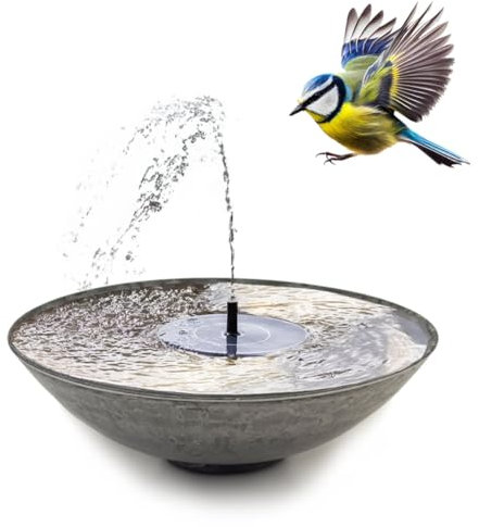 Juego de fuente solar para exteriores, 45 cm, cuenco decorativo y fuente solar flotante, fuente de agua para exteriores, fuente de jardín para exteriores como balcón y baño para pájaros