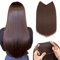 Silk-co Haarverlängerung mit Gummiband, Glatte Extensions mit Draht und Clips, Einstellbar Secrets Haarteil Synthetik Haar Extensions für Frauen 50cm Mittelbraun