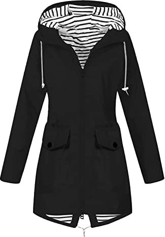 Vêtements Imperméables Femme Manteau Coupe-Vent Avec Poches et Doublure Zippée Veste De Pluie Couleur Unie Extérieur Blazer