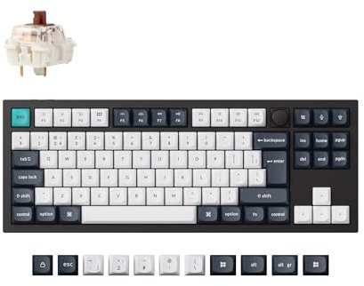 Keychron Q3 Max Wireless Custom Mechanical Keyboard, Full Aluminum Programmable Knob 2.4 GHz Bluetooth TKL Layout RGB with Hot-swappable Gateron Jupiter Brown Switch for Mac Windows Linux - UK Layout