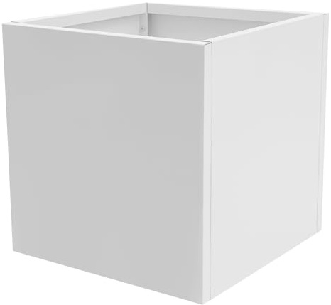 MooBeey 50x50x50 cm Blumentopf Pflanzkasten aus Stahl, Quadratisches Blumenkasten Pflanzentöpfe mit Schutzhandschuhe, Übertopf Pflanztopf Pflanzgefäß Deko Pflanzkiste für Innen und Außen (Weiß)