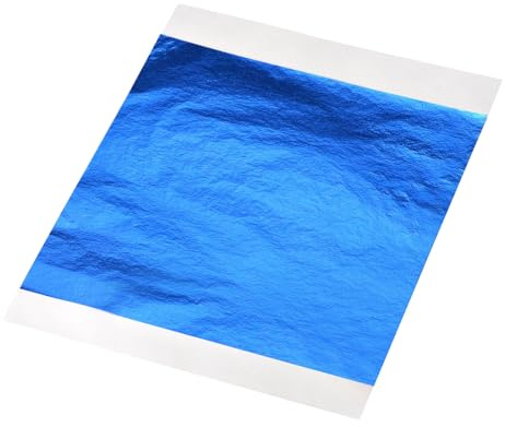 QUARKZMAN Gold Leaf Folie Blatt, Blaue Blatt Papiere, 5,5 x 5,5 Zoll für Kunst Dekoration, Skulpturen, Malerei, Packung mit 100