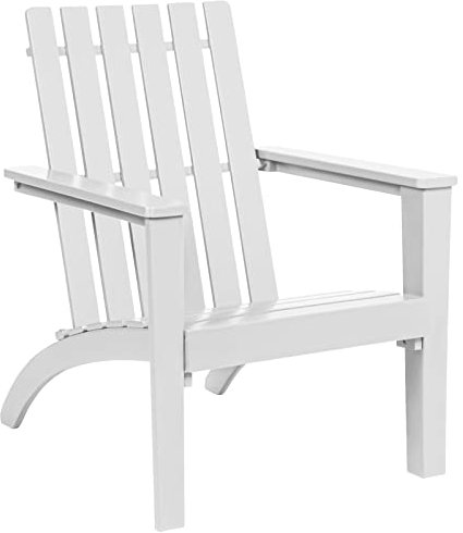 GIANTEX Adirondack Gartenstuhl, Adirondack Stuhl Balkon Akazienholz, Gartenstuhl Sessel rustikal, belastbar bis 160kg, Holzliege ergonomisch für Garten, Balkon, Terrasse (Weiß)