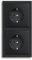 Busch-Jaeger future® linear Komplett-Set: 2x 20 EUC-885 SCHUKO® Steckdosen-Einsatz + 1722-885K Abdeckrahmen 2-fach, Future Linear schwarz matt 55x55 mm