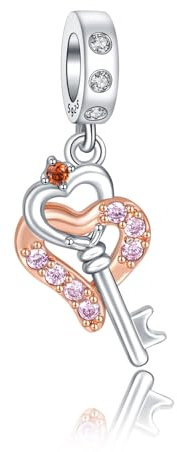 Amieween 925 Sterling Silber Herzschlüssel Rosegold Doppelfarbener Anhänger geeignet für Familie und Muttertag Valentinstag Geschenke