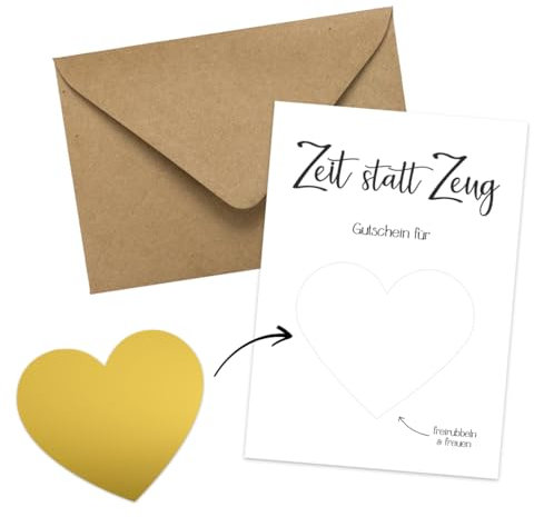 PuK Postkarten mit Rubbelsticker | DIN A6 mit Kuvert | Zeit statt Zeug | Rubbelkarten für Überraschungen, Liebe, Du wirst Oma, Geburtstagsgeschenke (Zeit statt Zeug)