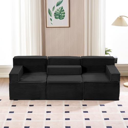 HOMYEDAMIC 3-Sitzer Cord-Sofa, Gepolstert mit Armlehnen, für Wohnzimmer und Schlafzimmer