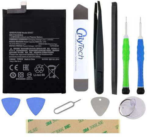 OnlyTech - Batterie Premium de Remplacement pour Le Xiaomi Poco X3 Pro / X3 (NFC) - 5160mAh - Qualité identique au modèle BN57 avec kit de réparation 10 Outils