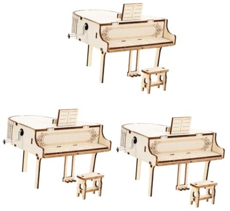 MAGICLULU 3 Stück Holz Spieluhr Mit Handkurbel Ornamente DIY Spieluhr Heim/Desktop Ornamente Urlaubsparty Grammophon Mechaniker Handwerk Musik Individuelles Musik Klavier