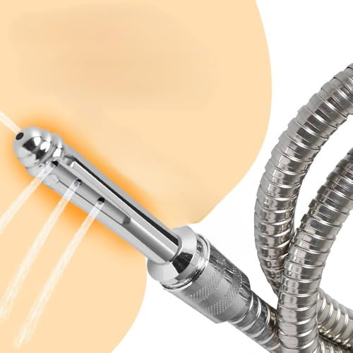 Thlsexy Analdusche für Analverkehr Metall Klistierspritze mit Mehrloch-Design Anal Einfache Verbindung Duschschlauch Tiefenreinigendes Enema Darmspülung Einlauf Set Sexspielzeug Männer Und Frauen（L）
