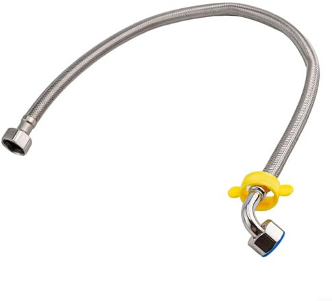 Stainless Steel Flexible Water Pipe Elbow Connector 1/2 Inch Hot Cold Water Inlet Hose for Boiler Bathroom Kitchen 60-100cm Flexible Elbow Pipe(60cm)