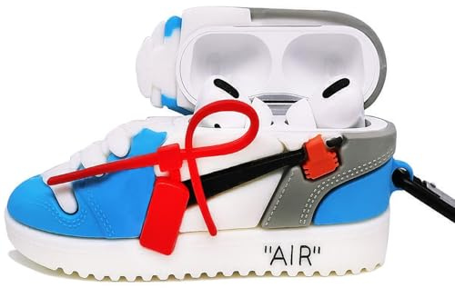 3D Air Pro Schutzhülle, Zierhülle für Kompatibel mit Airpods Pro Box, Kompatibel mit Apple Air Pro, Silikon Hülle Air Pro, Air Pro Hülle Lustig (Blaue Schuhe)