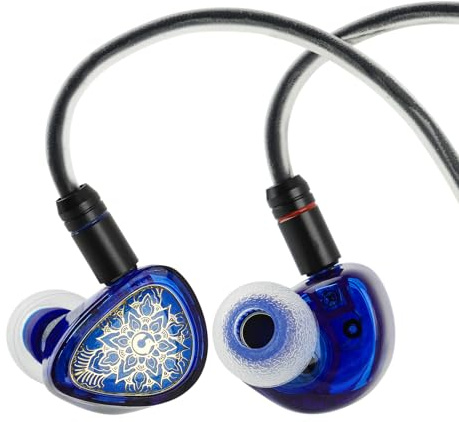 Linsoul TANGZU Wan'er S.G II in Ear Monitor, Cuffie HiFi Cablate, Auricolari Gaming IEM con Driver Dinamico da 10mm e Diaframma PET con Cavo OFC Staccabile 2Pin per DJ Audiofili(Blu,3.5mm Con Mic)